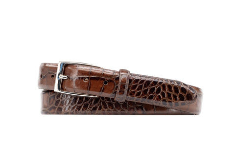 Martin Dingman Brown Lizard Grain Leather Belt shops