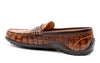 Bill Hand Finished Alligator Grain Leather Penny Loafers - Chestnut -Back