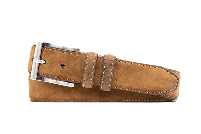 Bill Safari Genuine Wild African Kudu Suede Leather Belt - Tobacco