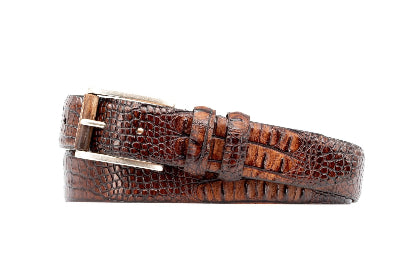 Hadley Hand Finished Baby Hornback Alligator Grain Leather Belt - Whiskey