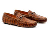 Monte Carlo Hand Finished Alligator Grain Leather Horse Bit Driving Loafers - Chestnut