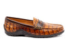 Bill Hand Finished Alligator Grain Leather Penny Loafers - Chestnut - Side