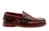 Jacob Genuine American Alligator Leather Penny Loafers - Antique Chestnut - Side