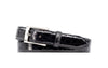 Wallace 2 Buckle Glazed Genuine Freshwater Crocodile Leather Belt - Black